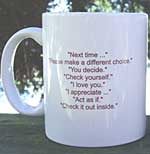 Parent Talk Mug - back with phrases.